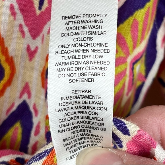 Chico’s 100% Linen No-Iron Multi-Colored Diamond Printed Blouse Sz. 3 (US XL/16) - Picture 10 of 14